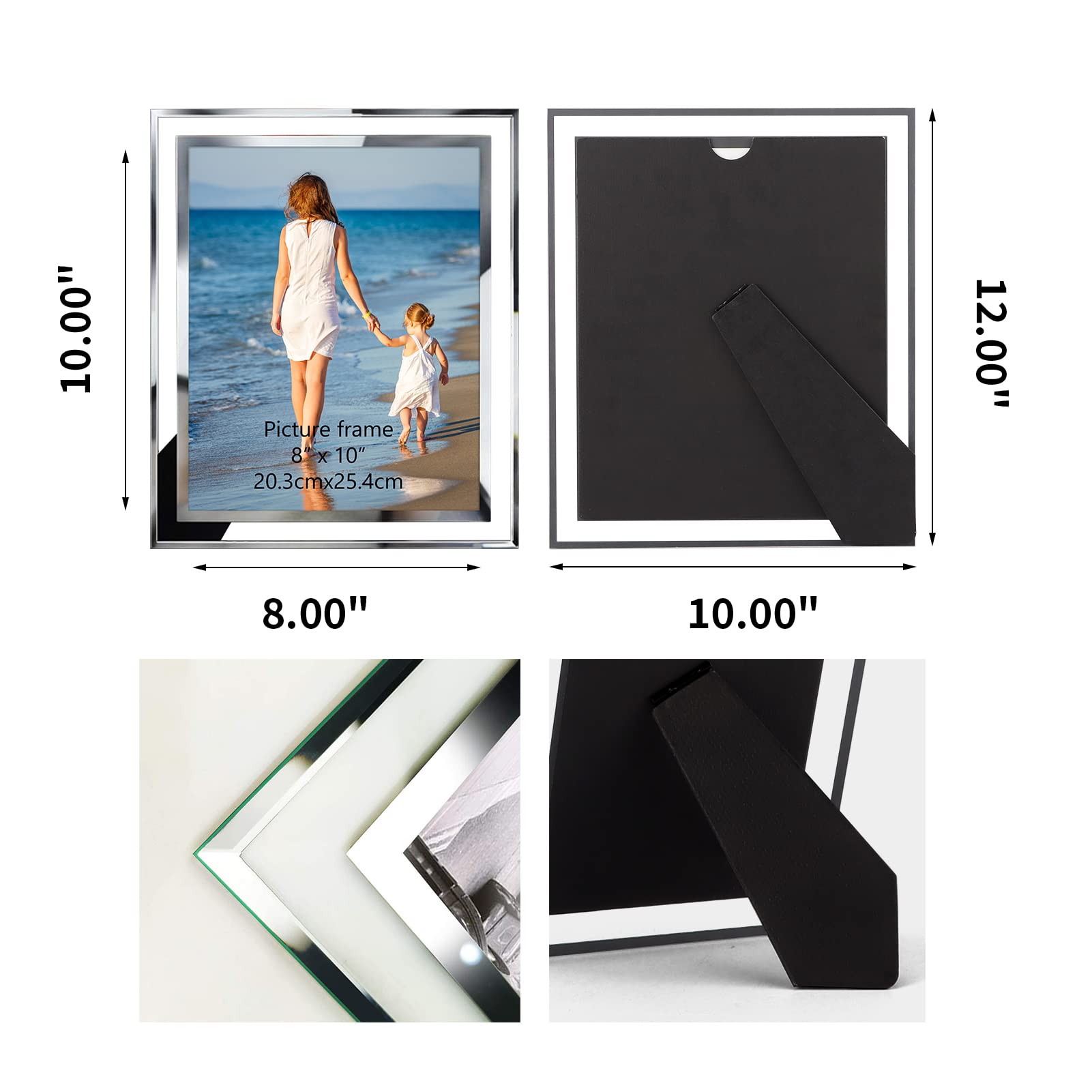 Hoikwo Bulk 8x10 Picture Frames, 6 Packs Silver Photo Frames 8 by 10, Glass Wedding Frames 8x10, Clear Mirror Wedding Photo Fram